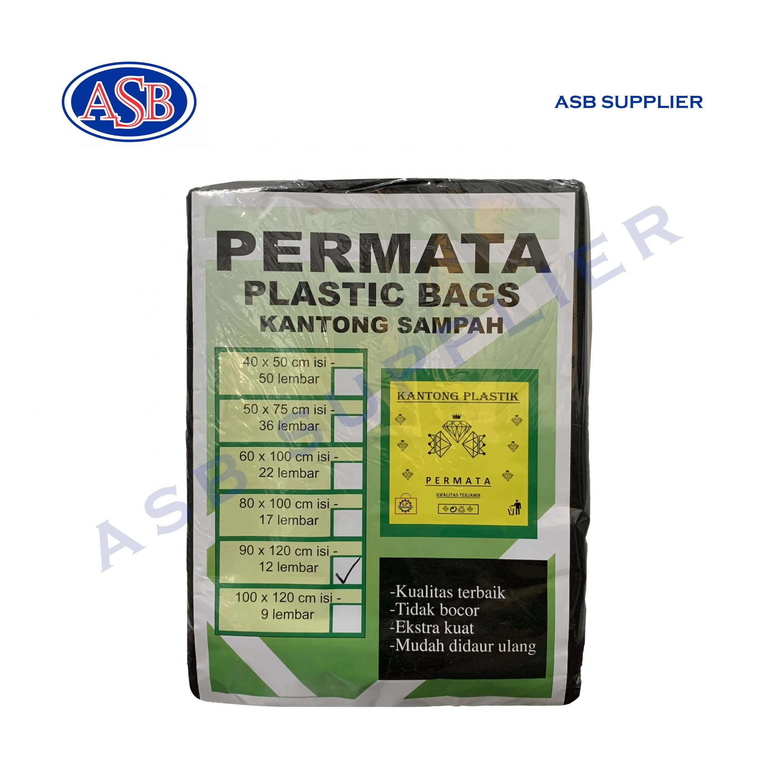 HDPE Black Plastic Trash Bag Permata